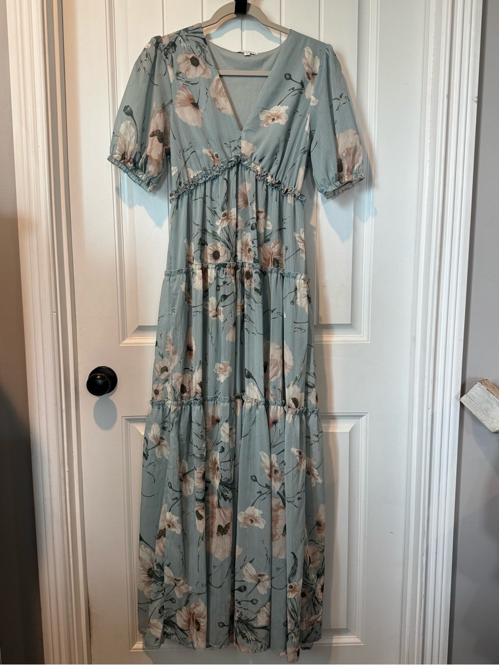 Baltic Born Sage Blue Floral Tiered Maxi Dress